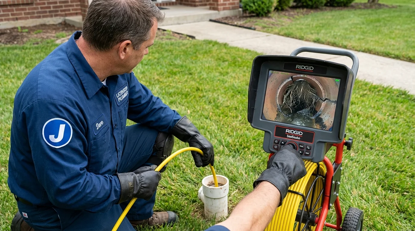 Sewer camera inspection being performed by Johns Plumbing LLC in Harvey